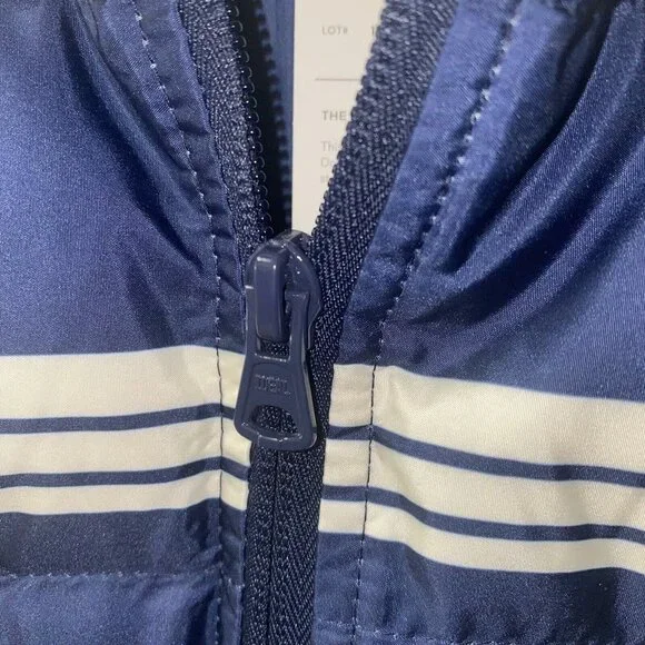 Lands' End Size Small Navy Blue White Striped 600 Fill Down Puffer Vest NWOT - Picture 3 of 4